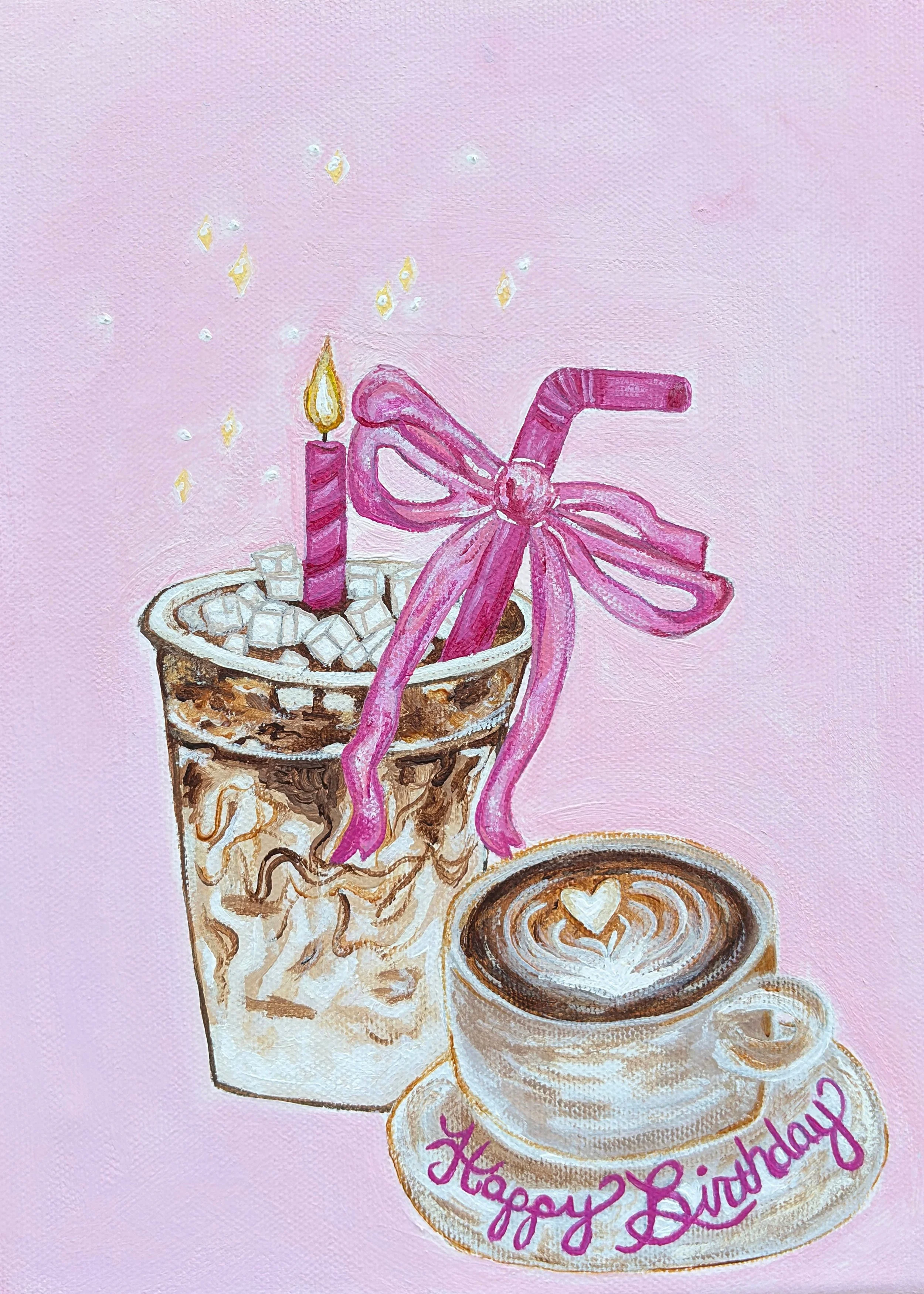 'Caffeinated Birthday' 8x10 acrylic on canvas