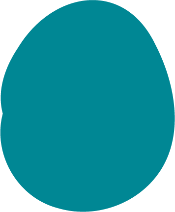 A solid teal-colored egg-shaped object on a black background.
