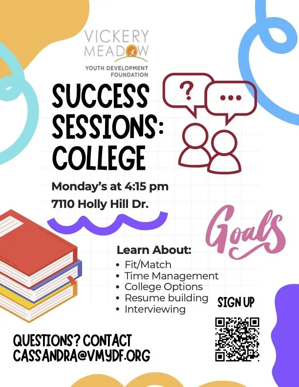 Success Sessions flyer, Mondays from 4:15-5pm