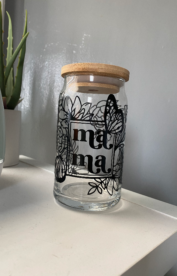 Mama Bamboo Lid Glass Cup