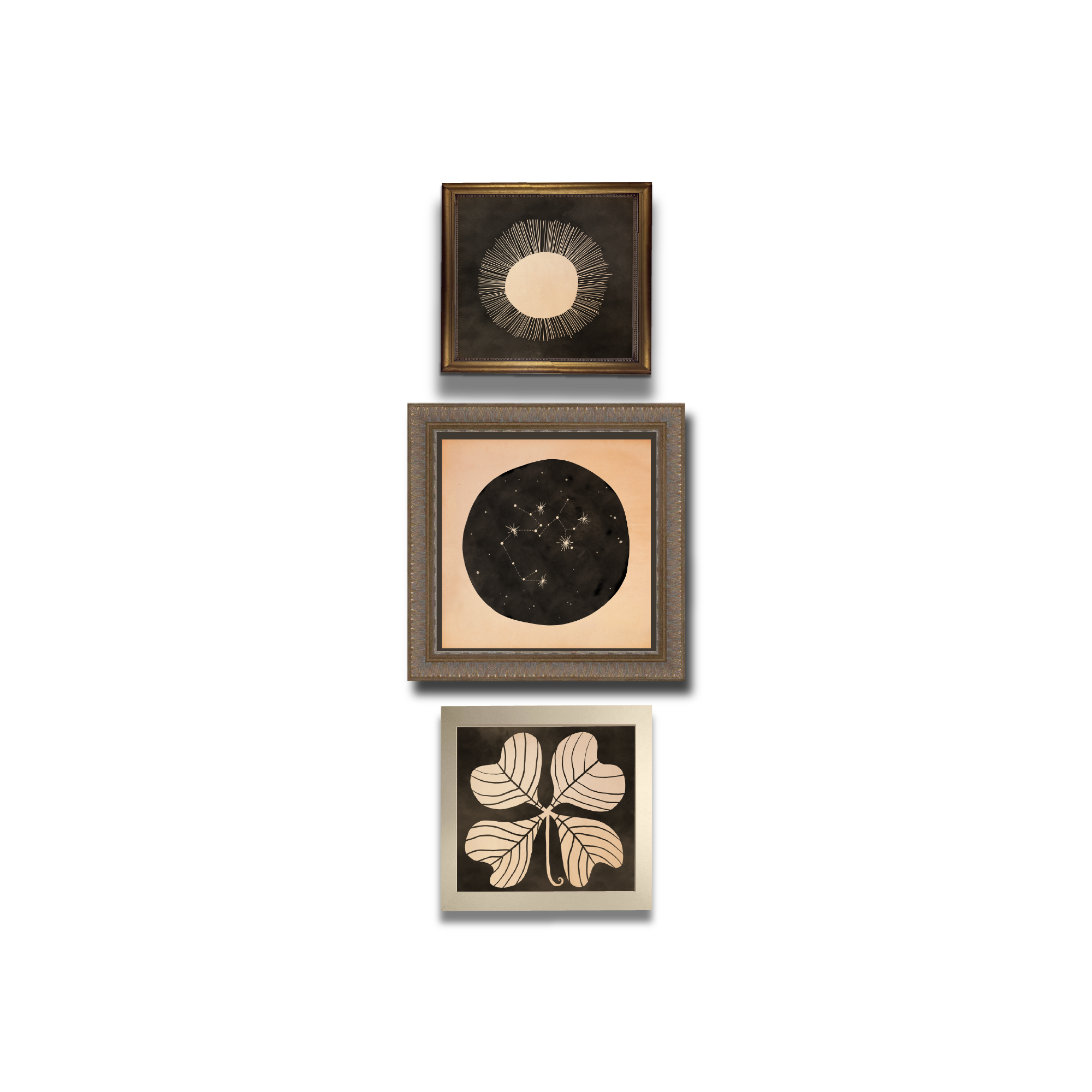 Haghaus Sagittarius Constellation sun, clover, lucky Star vignette .png