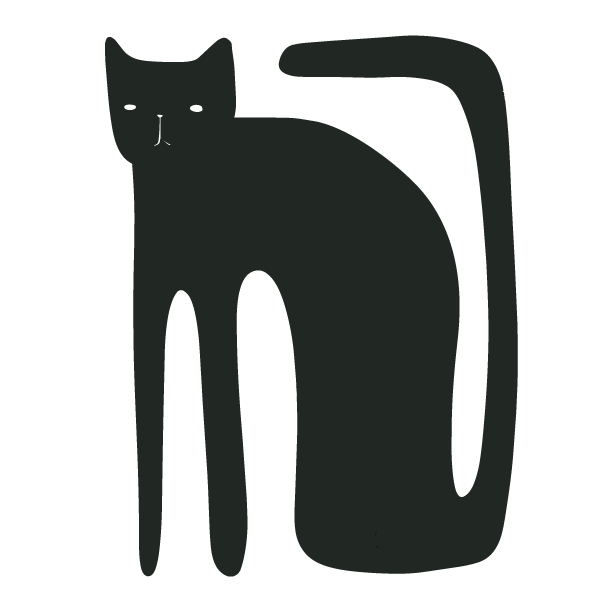 Minimalist black cat illustration, Haghaus brand symbol.