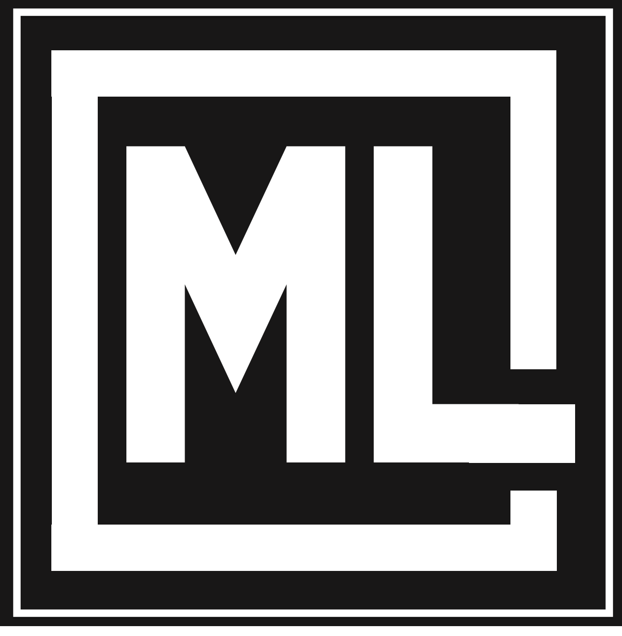 Black and white MGM logo with a large black 'M' and 'L' inside a square border.