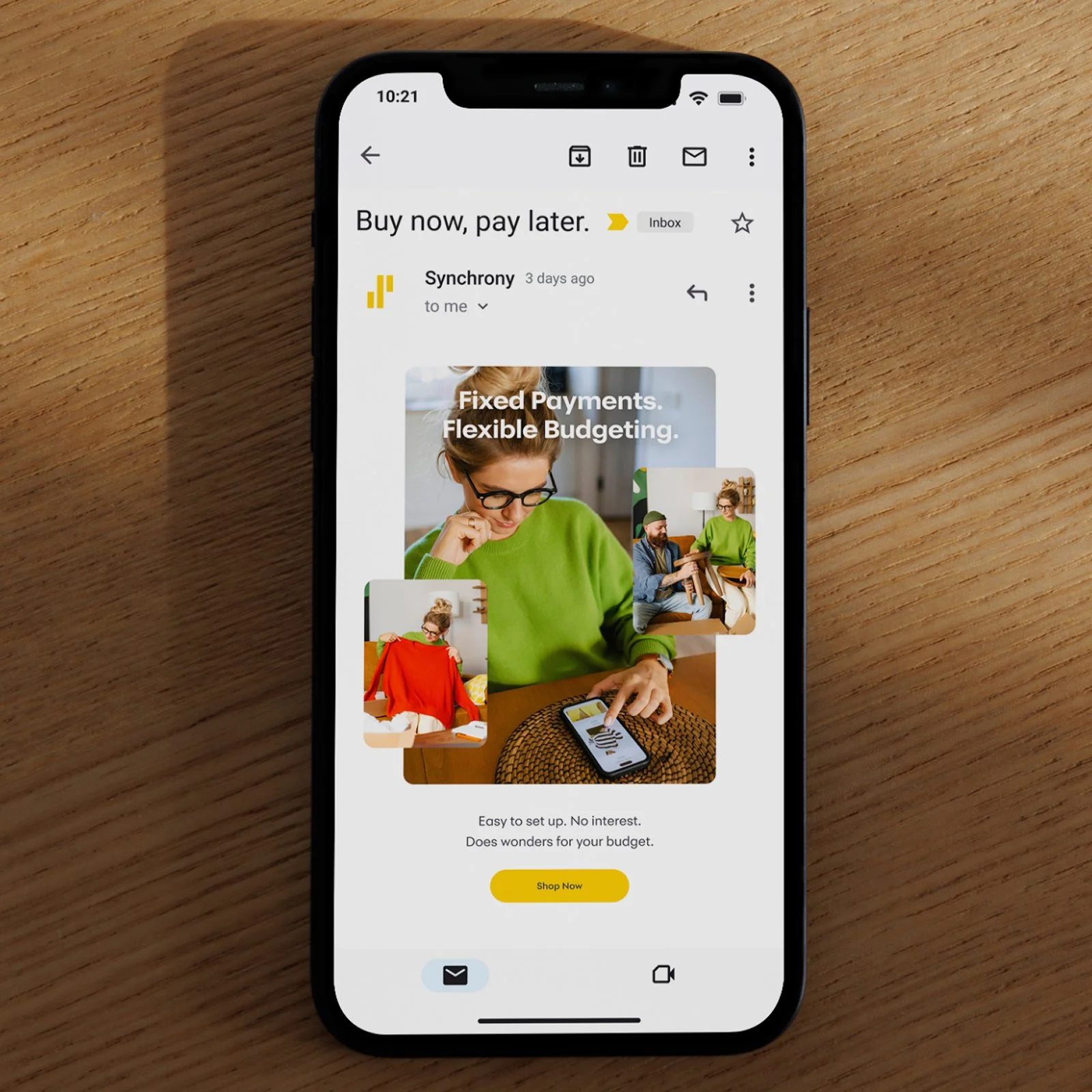 Synchrony Email on phone