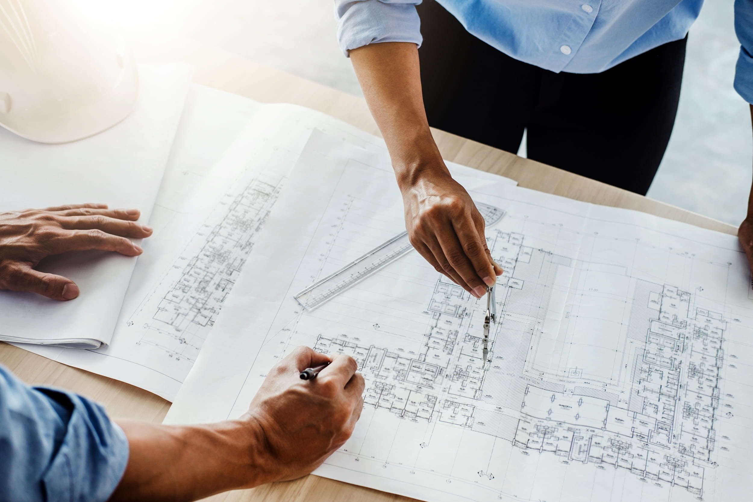Engineers reviewing civil infrastructure plans
