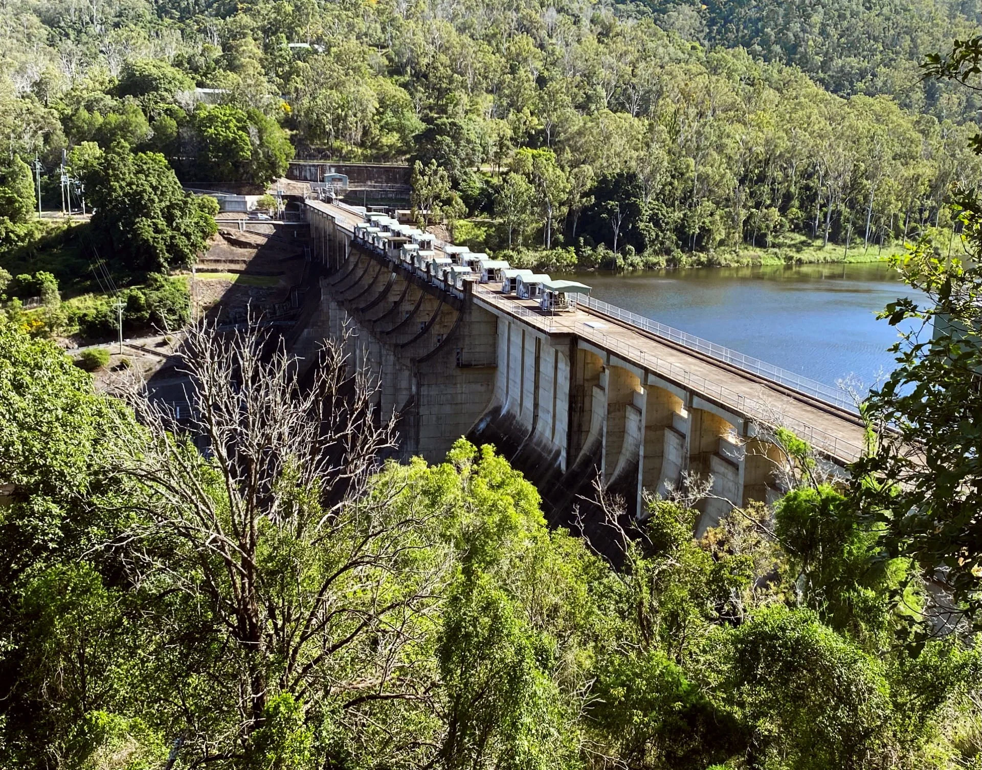 Aerial view of dam infrastructure