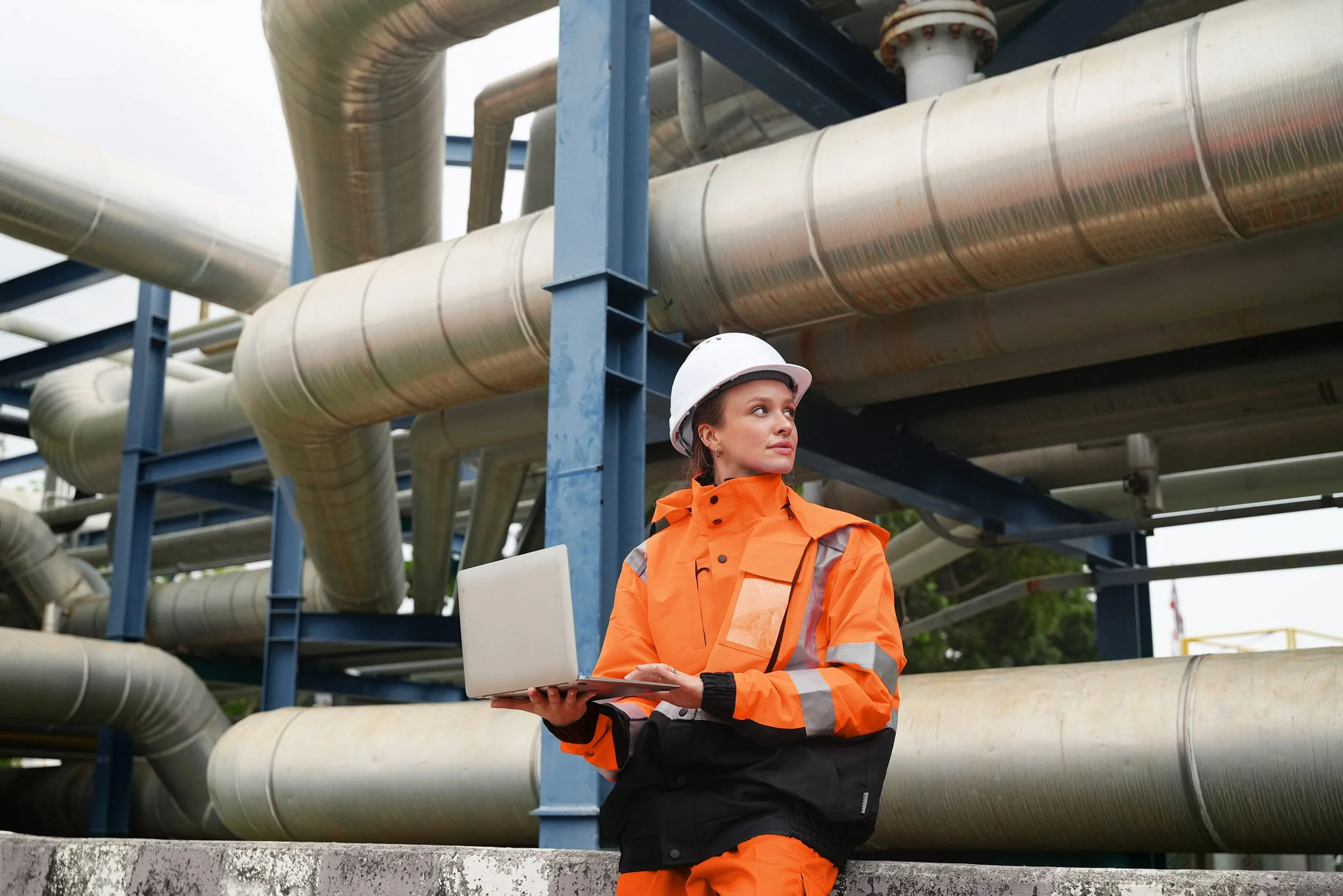 Civil engineer assessing infrastructure on-site