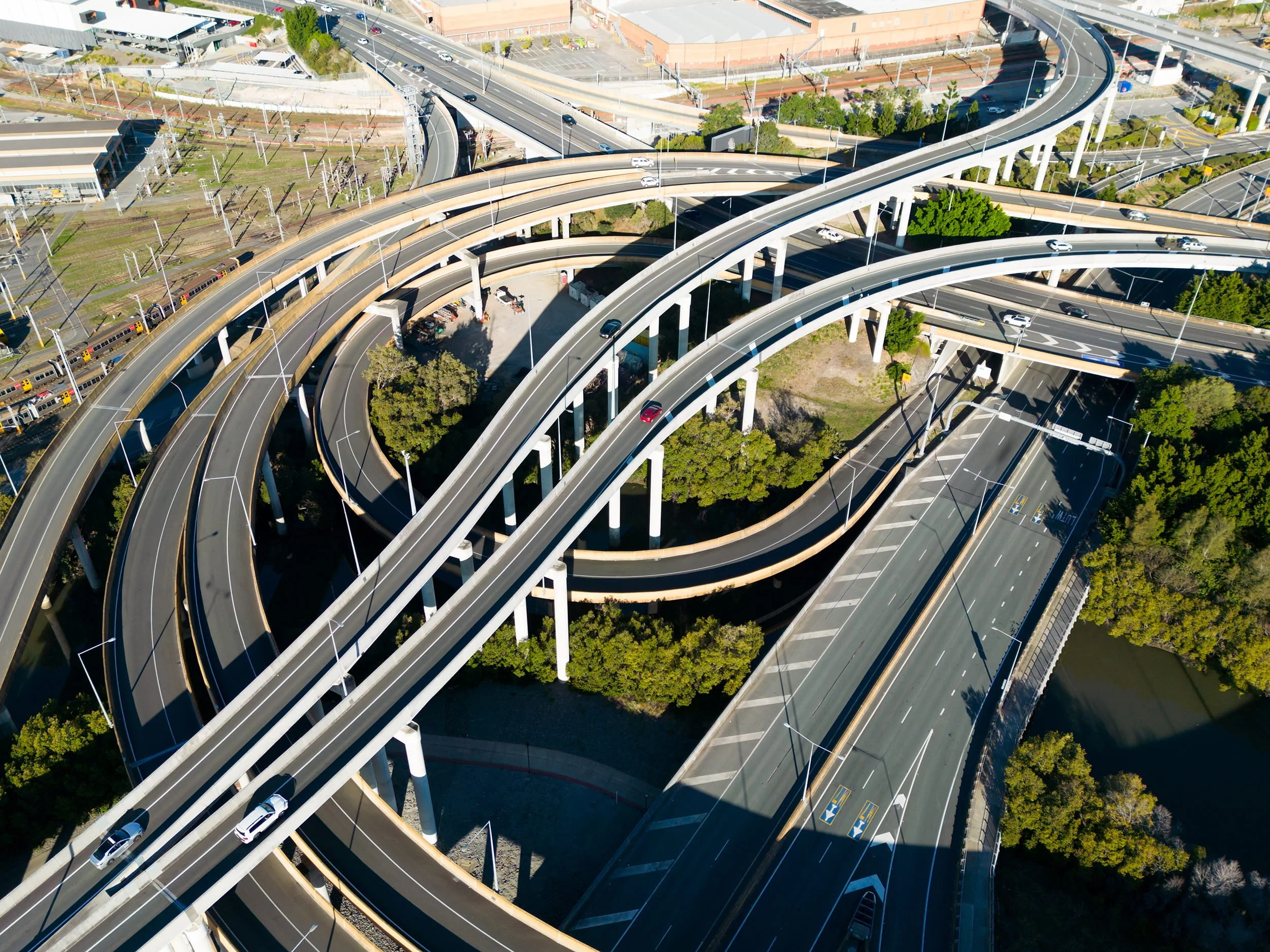 Aerial view of major road construction project