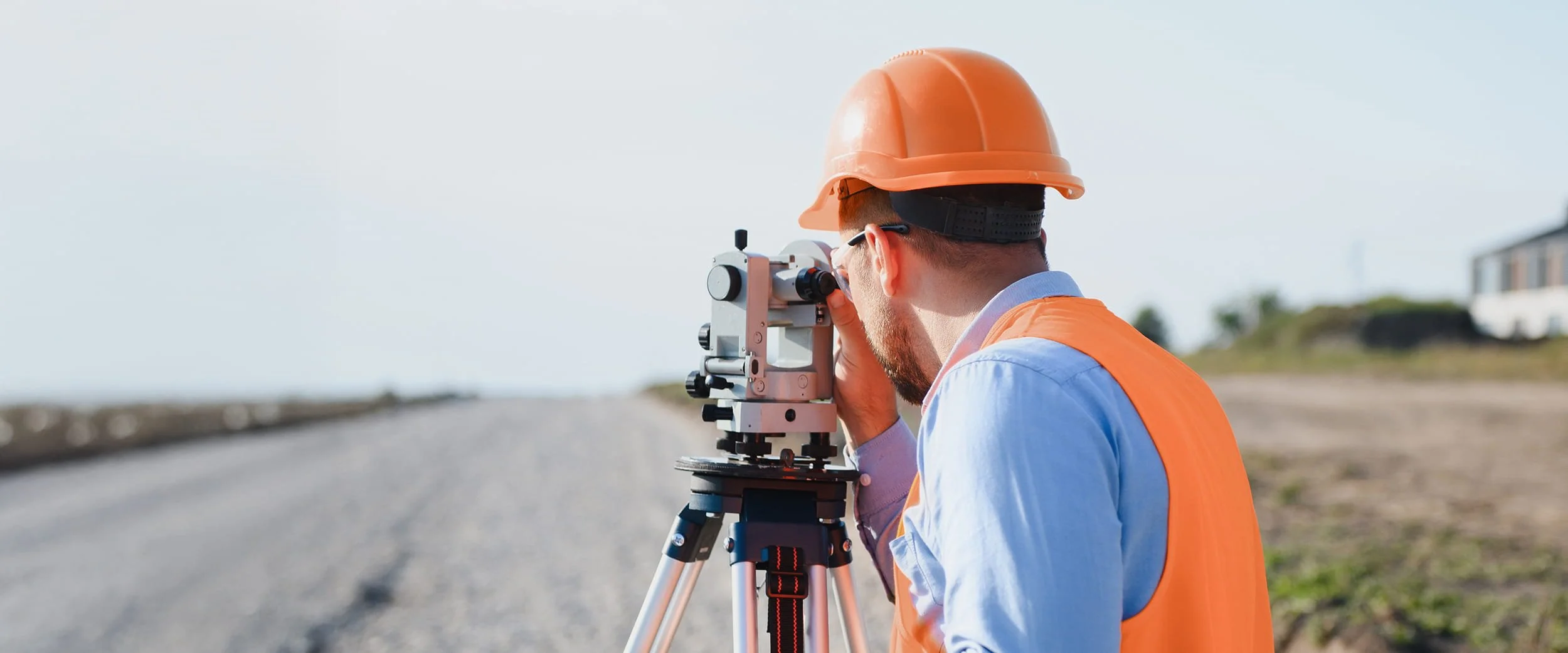Engineer inspecting construction site works