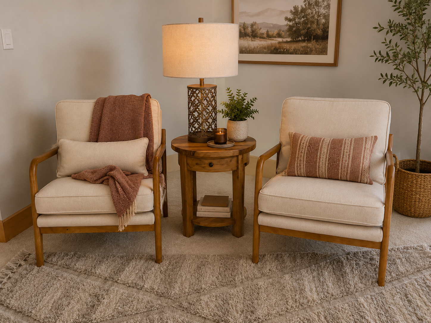 Modern wood framed lounge chairs (rental only)