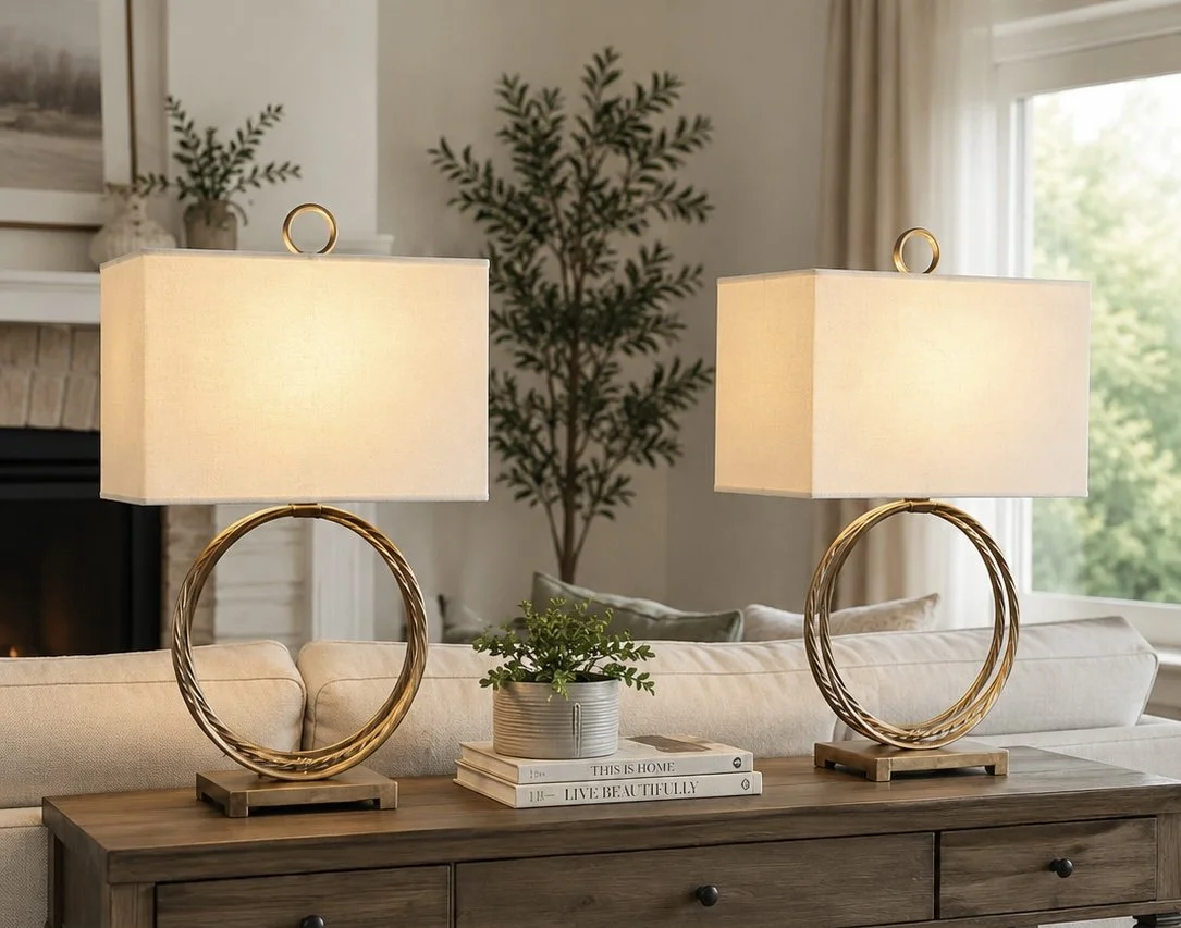 Gold-tone table lamps
