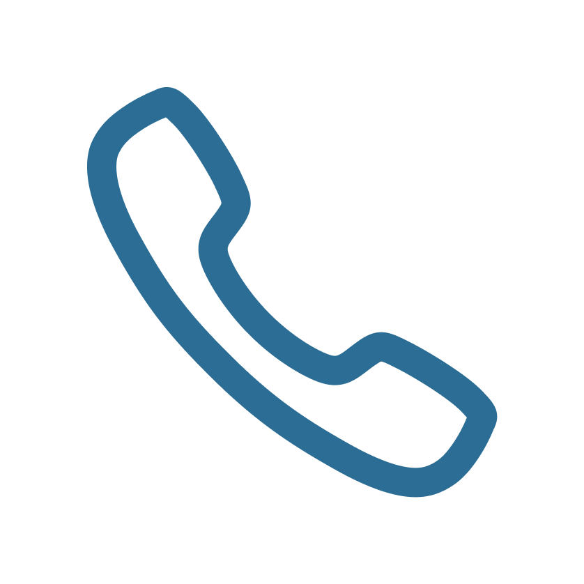 Icon of a blue telephone handset.