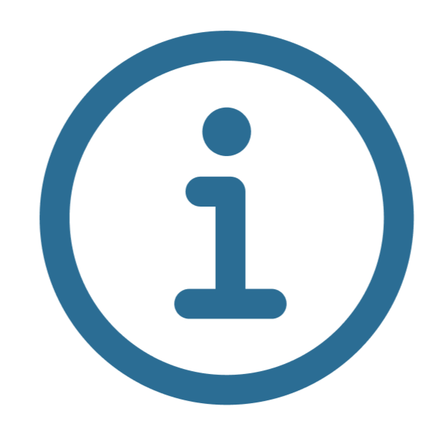 Blue information icon with a lowercase 'i' inside a circle.