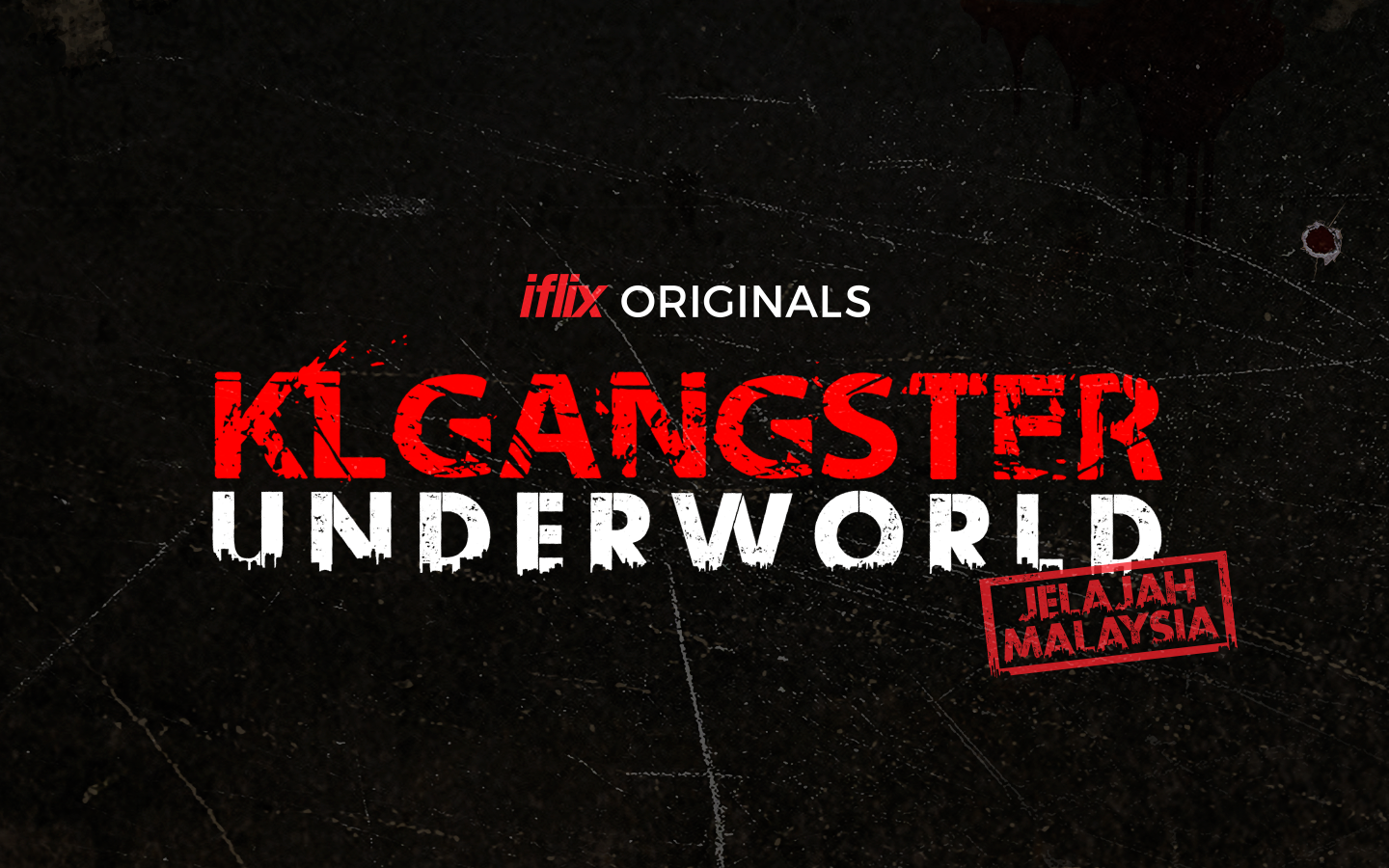 Promotional poster for 'Klangster Underworld' on Netflix, featuring a dark, gritty background with red and white distressed text and a red stamp marking 'Jelajah Malaysia'.