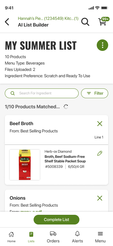 This is a screenshot of MOXe's AI List Builder on Mobile. It is a generated list titled "My Summer List," and has multiple products spanning the page.