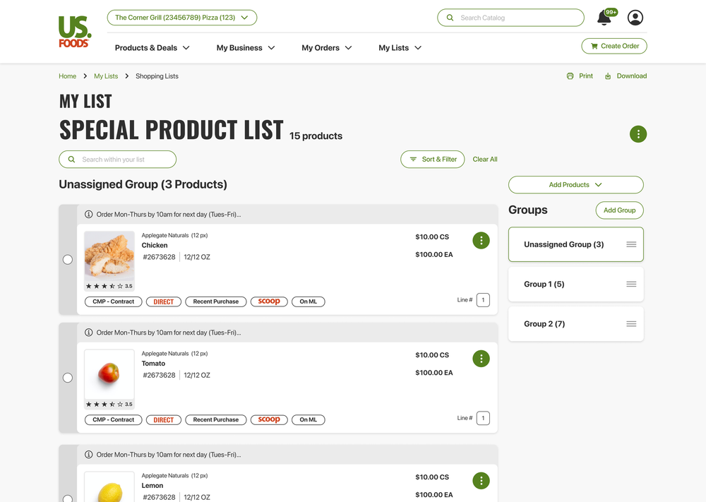 This is an image of a List on MOXe. The screenshot is for desktop. The name of the list is titled, "Special Product List." There are 15 products added, and a bunch of groups created by the user.