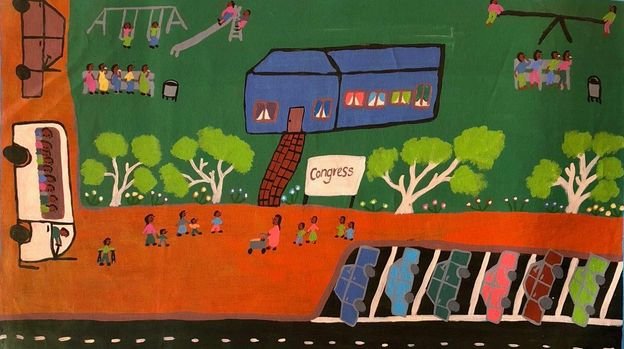 Women and children and men going to clinic - Lindy Brodie