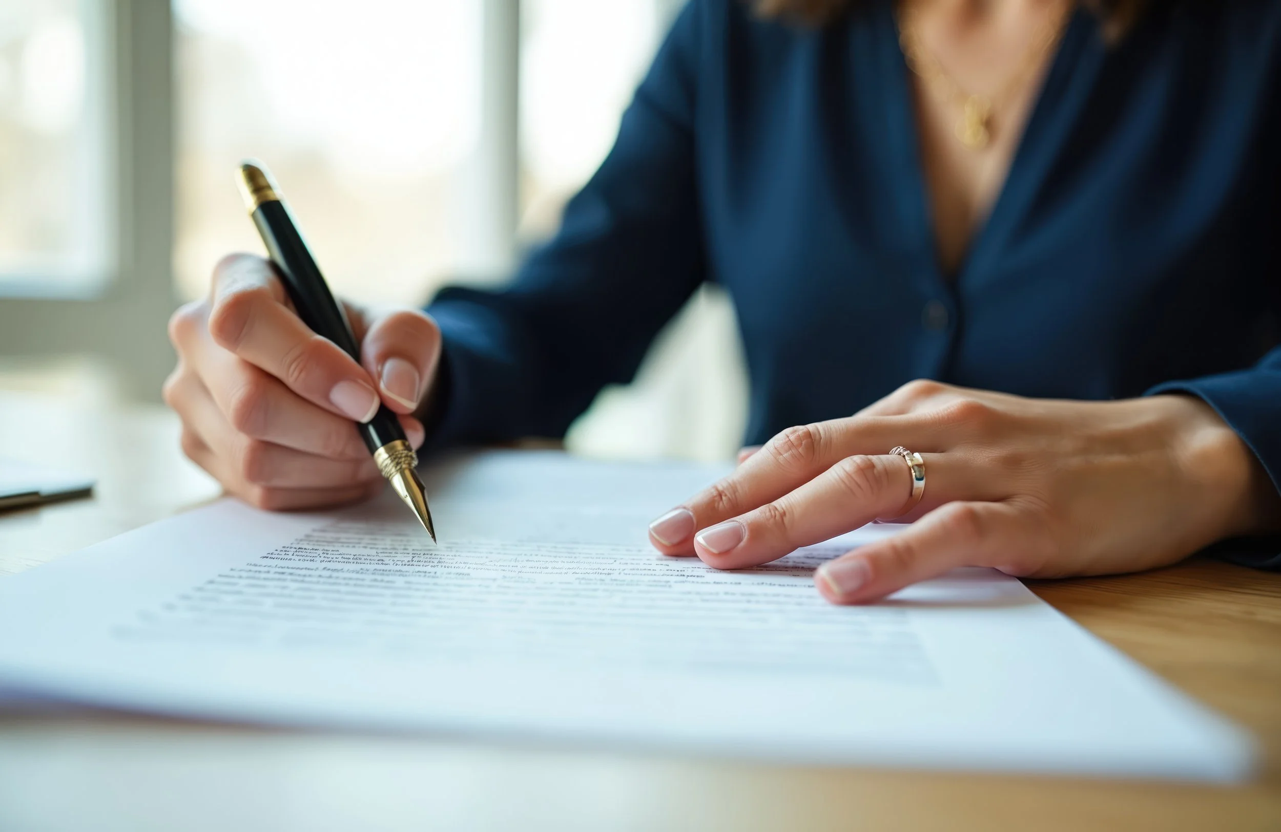 Person signing a document as a representation of signing your will, trusts and any other documents related to estate planning.