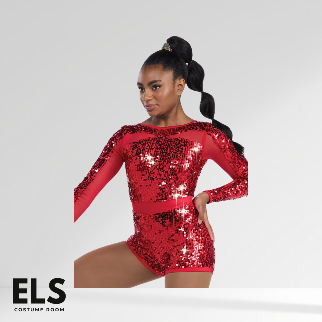 Weissman "Love You Like a Love Song" Sequin Mesh Biketard