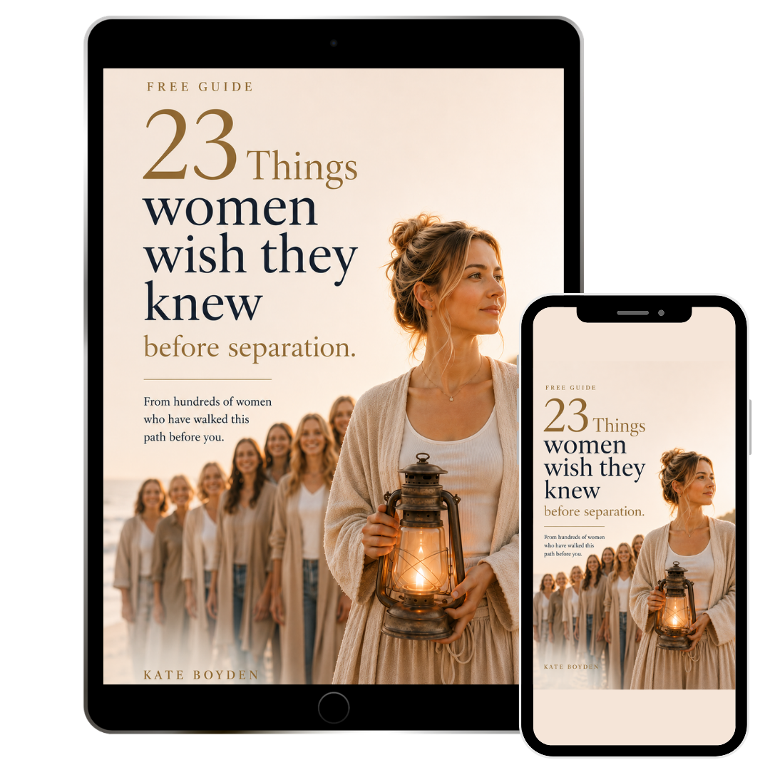 23 Things Women Wish They Knew Before Separation free digital guide by Separation Strategist™ and Divorce Coach for Women, Kate Boyden