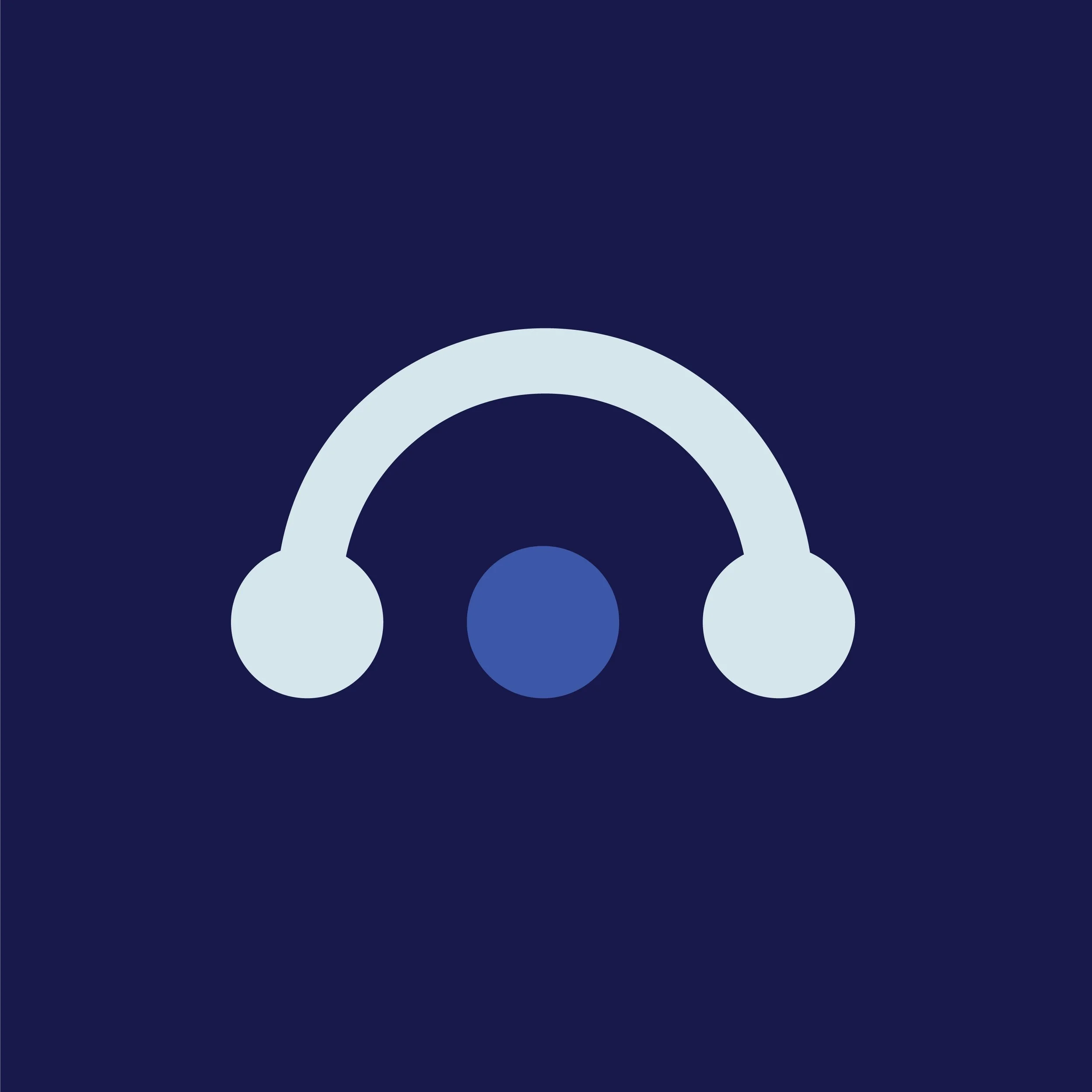 Wireless network icon with a dark blue background.