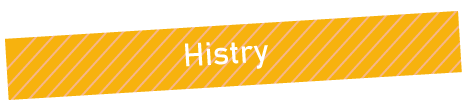 斜めのオレンジ色の帯に白い文字で「Histry」と書かれている