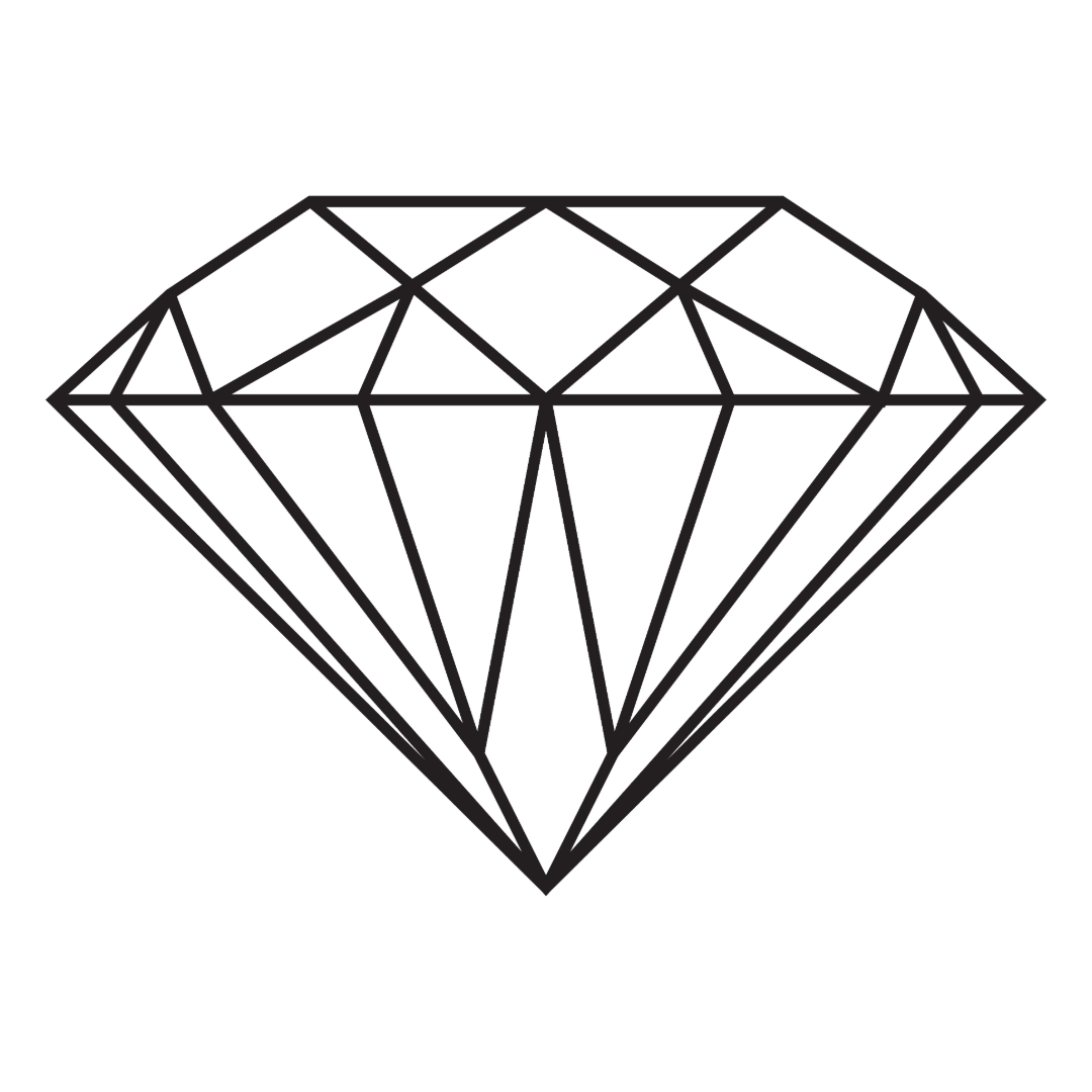 Illustration d'un diamant en ligne noire.