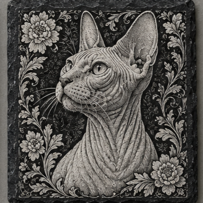 Schiefer Sphynx Katze