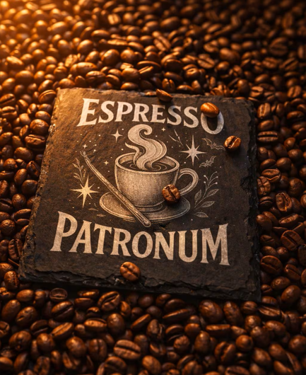 Schiefertafel Espresso Patronum im Bohnenmeer .png