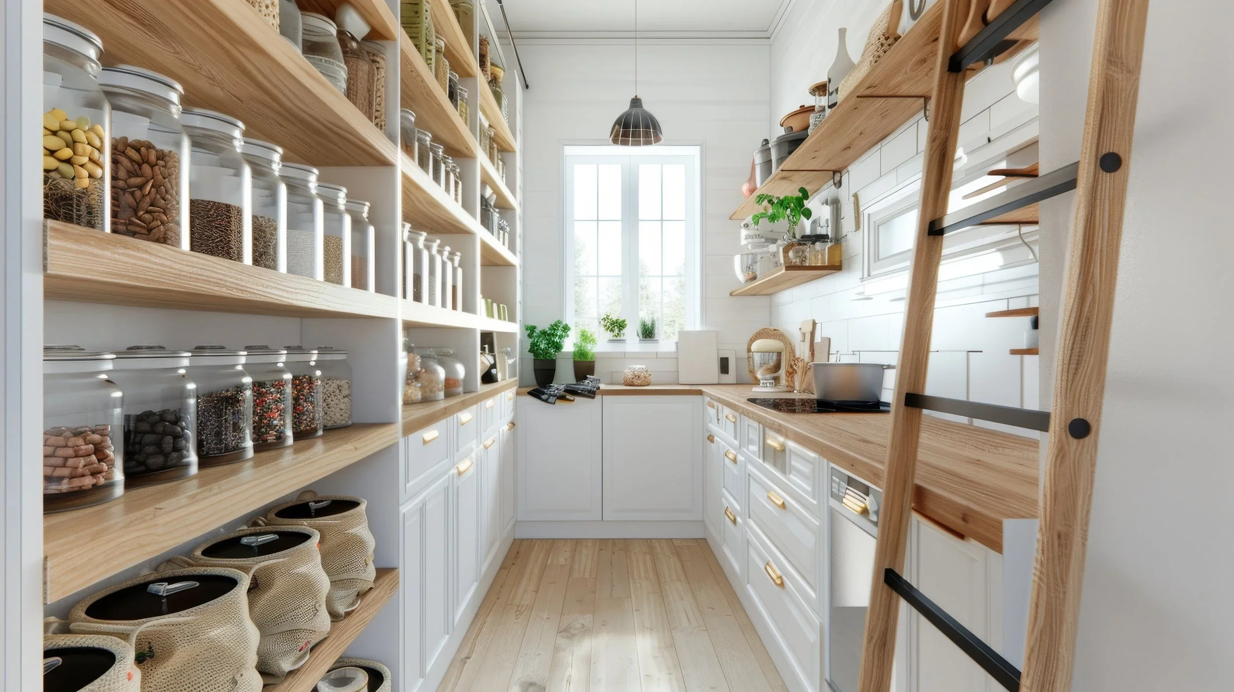 Professionally organised pantry with labelled containers
