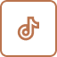 TikTok logo in brown on a white background.