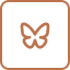 A stylized butterfly icon within a rounded square outline.