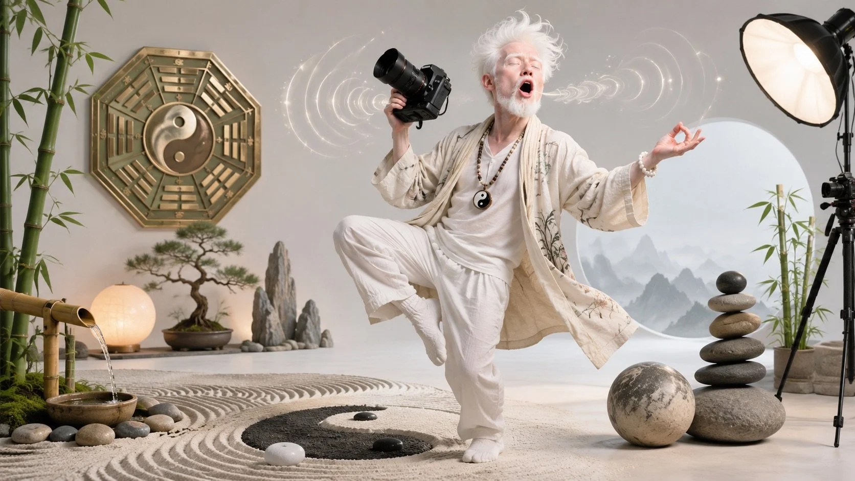 an albino, throat-singing Feng Shui photographer who can recite the alphabet backwards while hopping on one leg