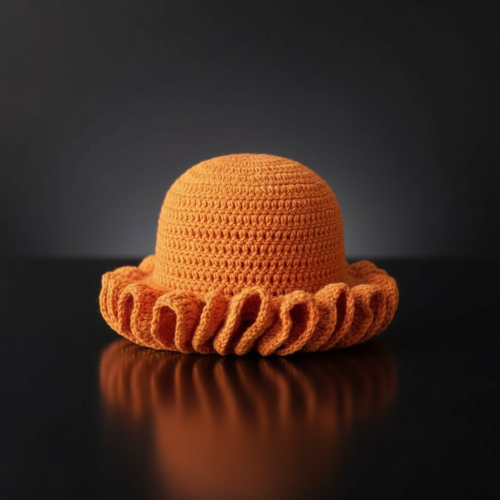 Handmade Ruffle Crochet Hat – Cozy Statement Brim, Soft & Stylish