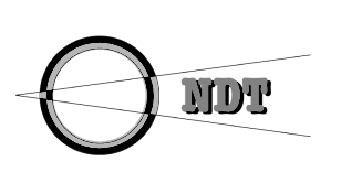 Logo med tekst 'NDT' og en grafisk representasjon av et røntgenrør.