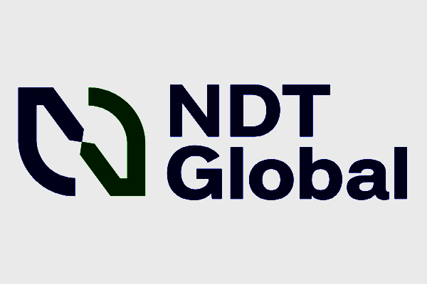 Logo for NDT Global med et stilisert ikon og tekst.