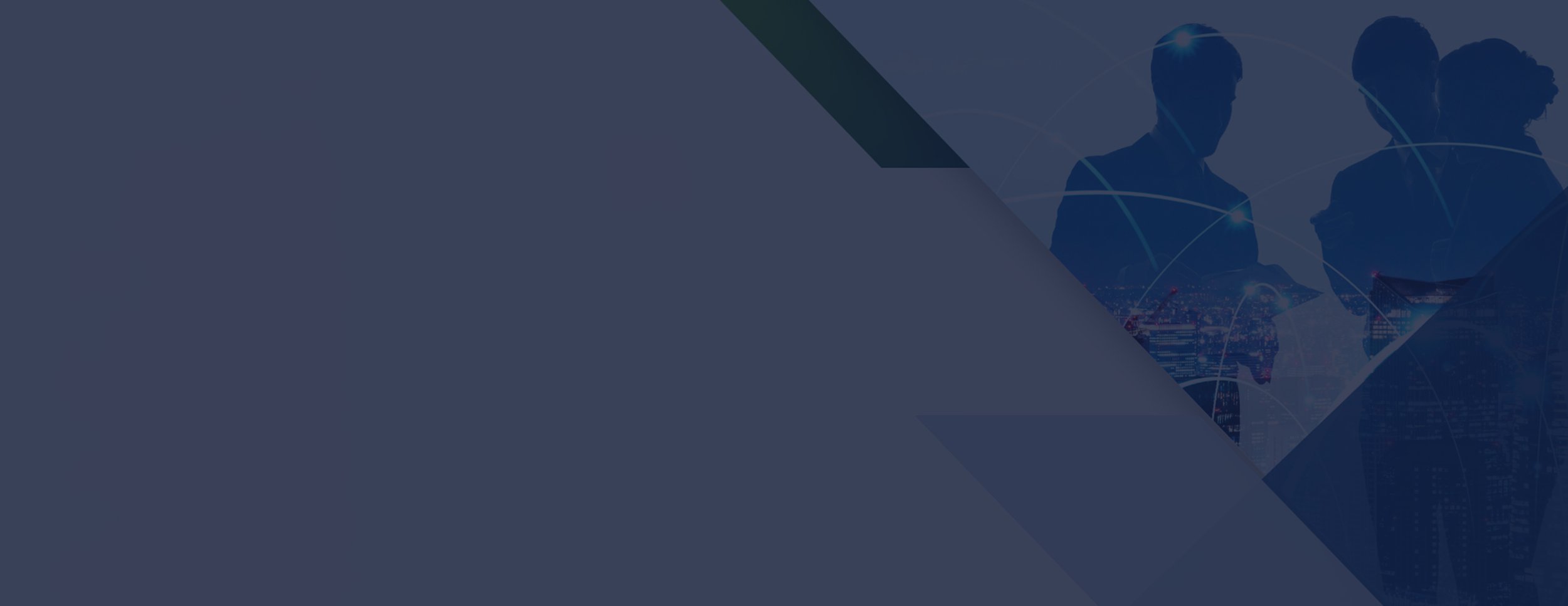 Dunkler Hintergrund mit Silhouetten von Menschen, die an digitalen Geräten arbeiten, verbunden durch virtuelle Netzwerklinien, symbolisiert technologische Vernetzung und Zusammenarbeit.