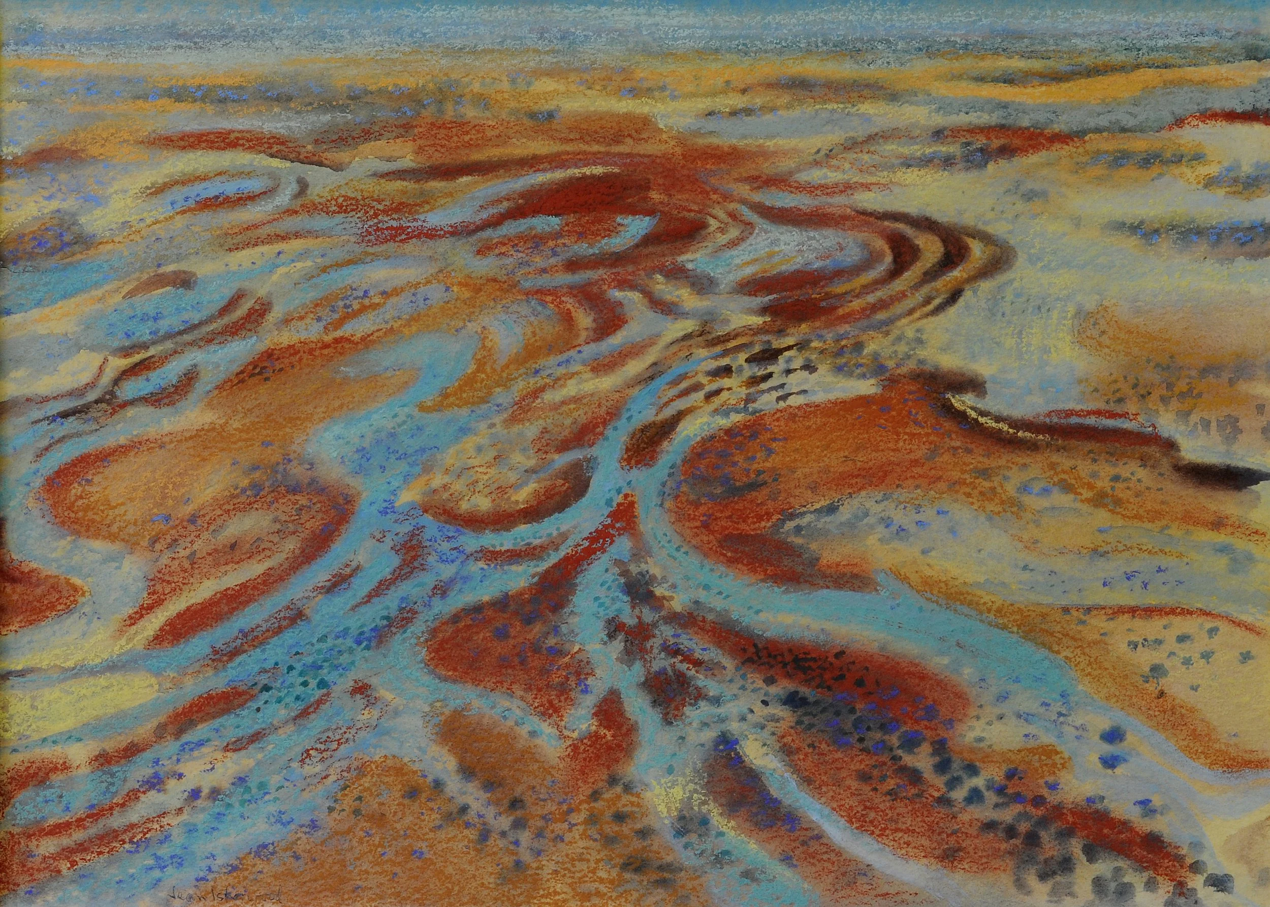 "Through flood" – in the air near Broken Hill, NSW around the Darling River which was flooding at the time