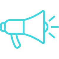 Outline of a megaphone with sound waves coming out of it