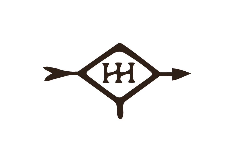 A logo with a stylized arrow pointing in four directions surrounding a diamond shape with the letter 'H' inside.