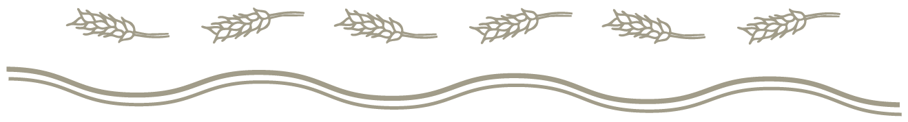 A black background with a pattern of beige wheat stalks and wavy lines.