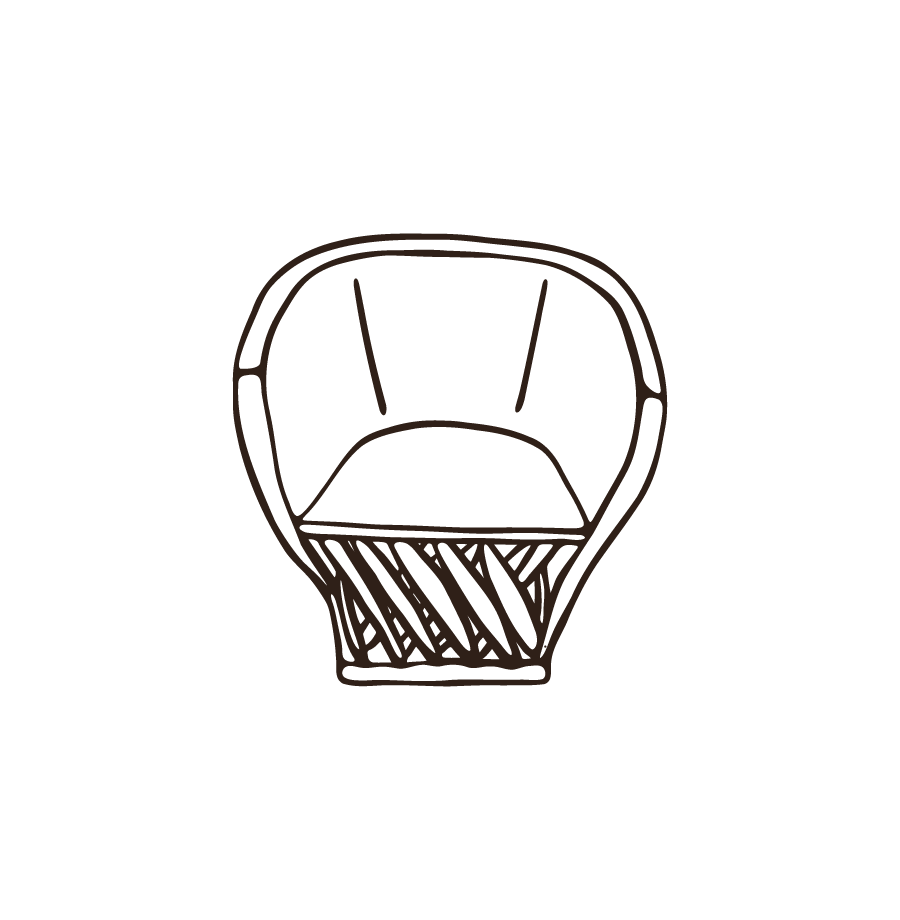 Line drawing of a hot air balloon with a basket.