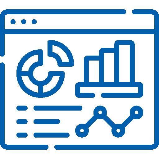 A digital dashboard showing pie charts, bar graphs, and line graphs for data analysis.