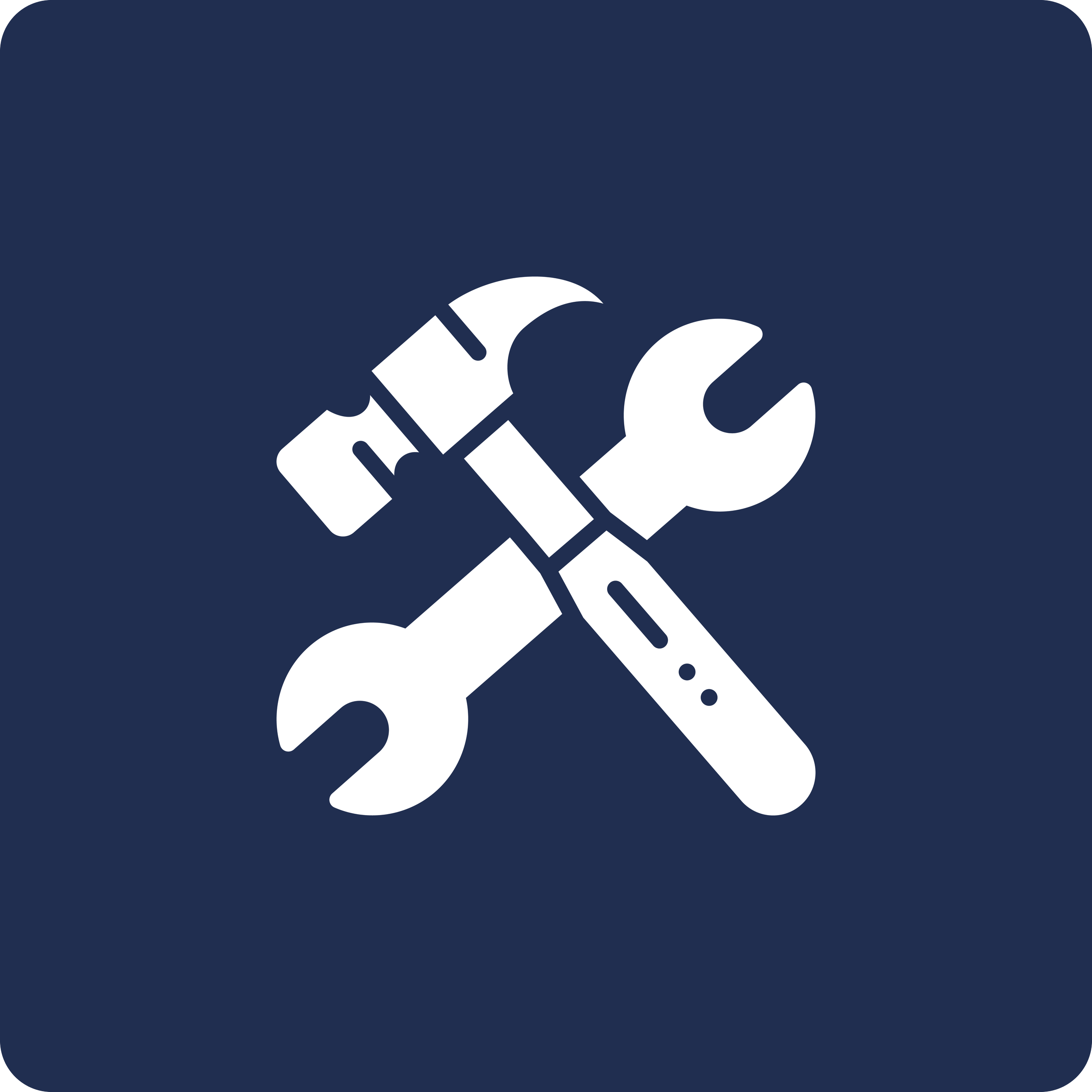 Icons of a hammer, wrench, and screwdriver crossed over each other on a dark background, representing tools or repair services.