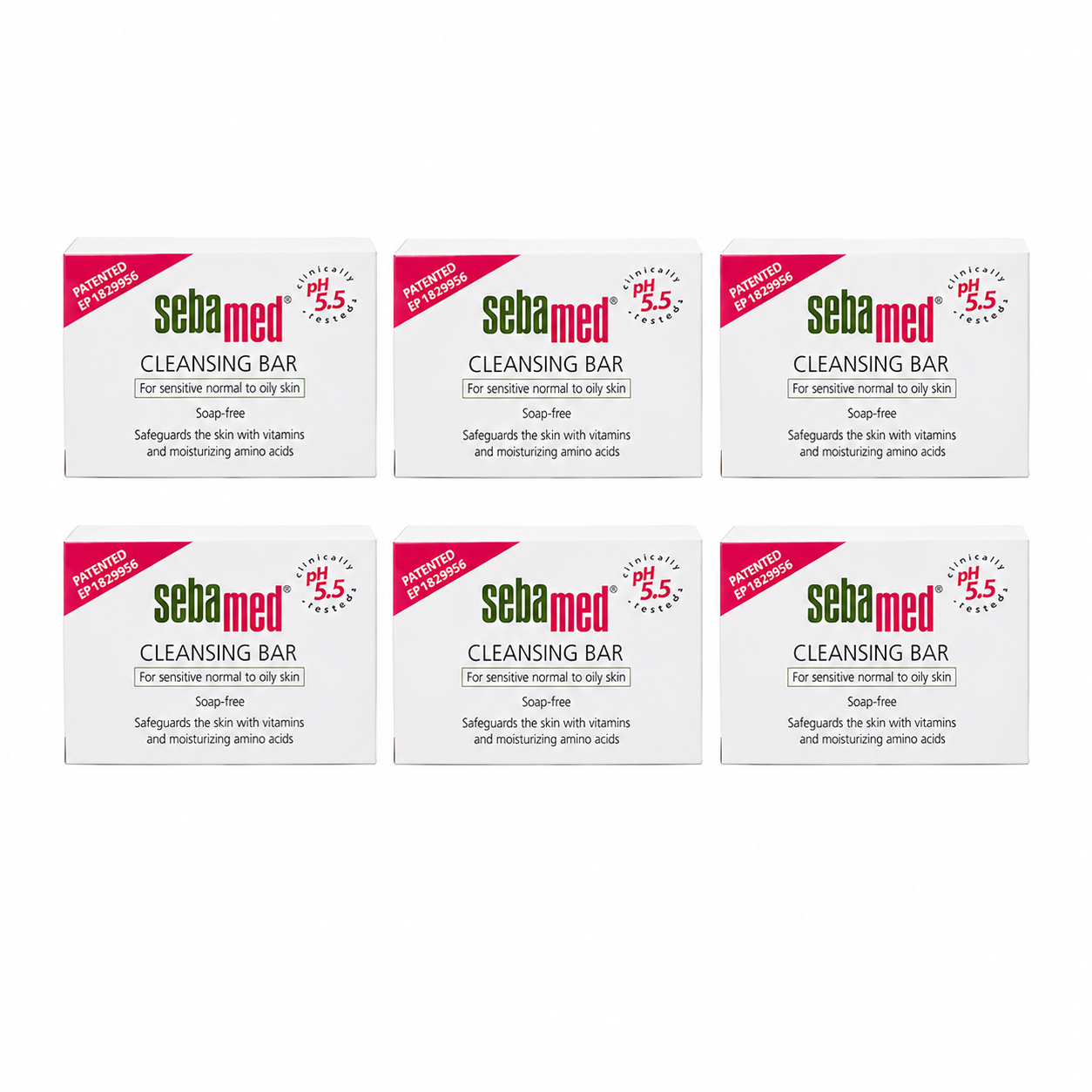 Sebamed Cleansing Bar 100g x 6 | Soap Free Sensitive Skin Cleanser pH 5.5