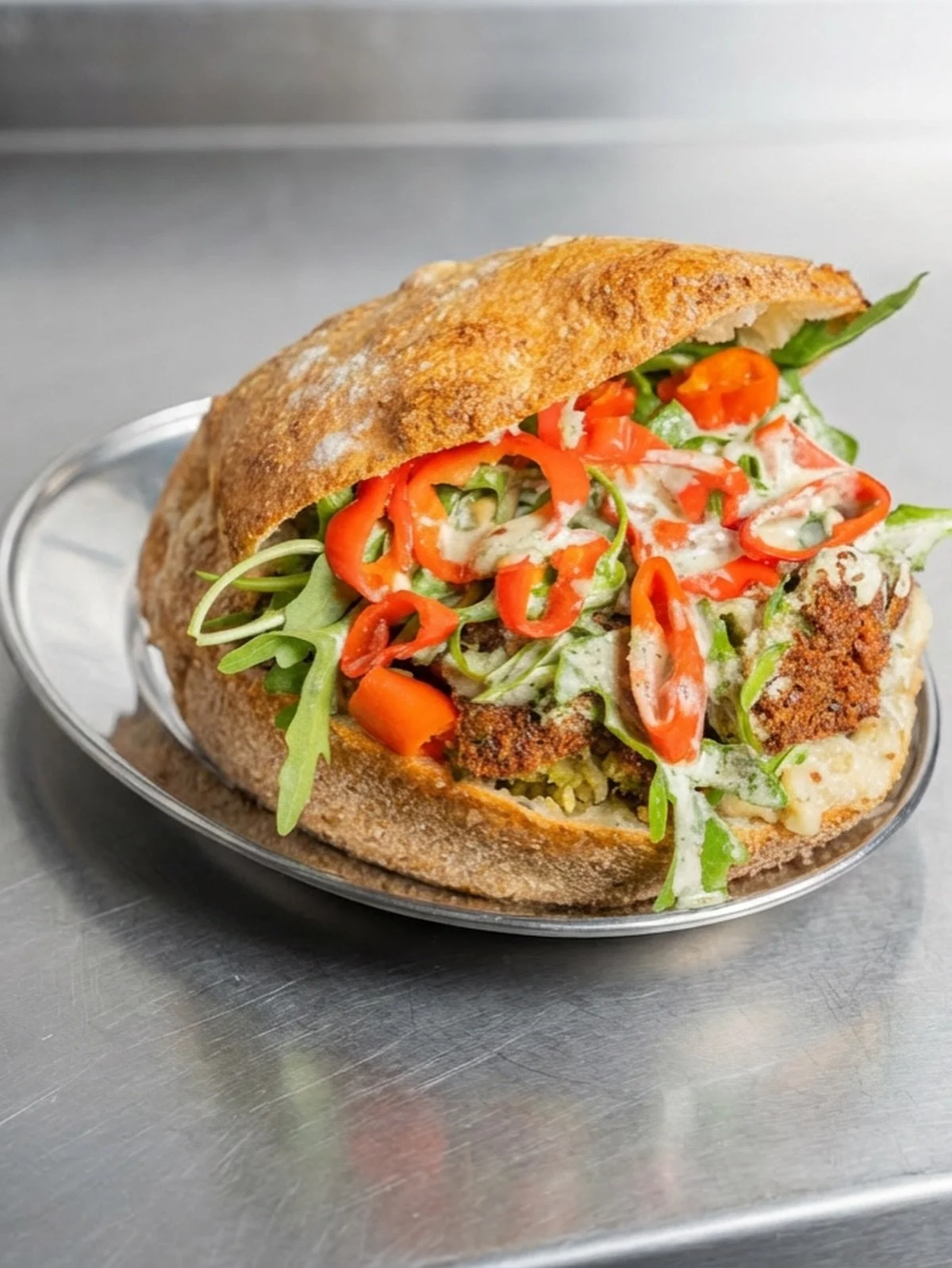 The Cosmo 🧆

Its got more colours than a rainbow

We tried to make a vegan sarnie that doesnt feel like the bottom left corner of a menu vegan option.
A vegan option that actually kicks some ass, sustainably.

Burnt aubergines turn to smokey paste, 