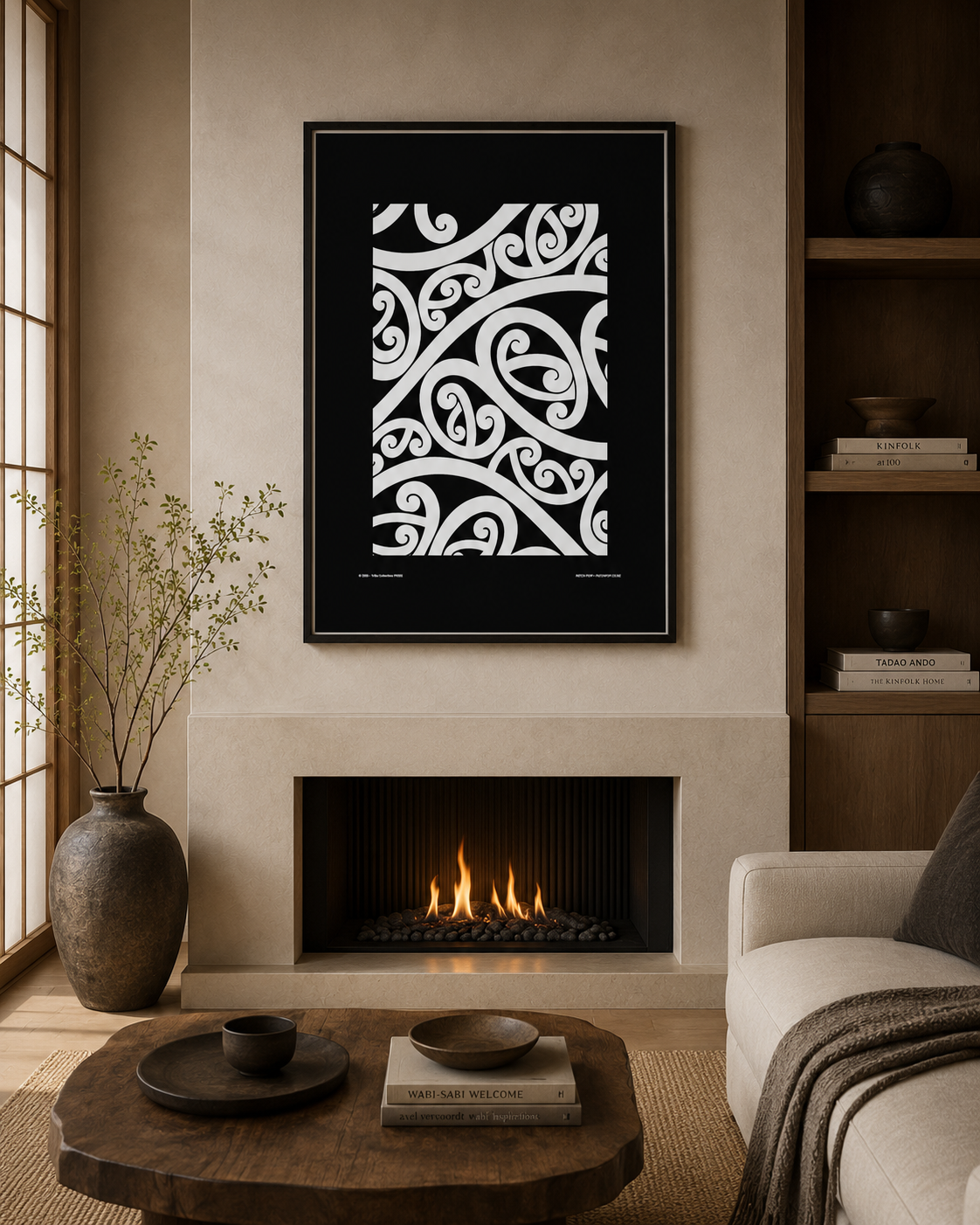 black and white Māori design - patch pop poster