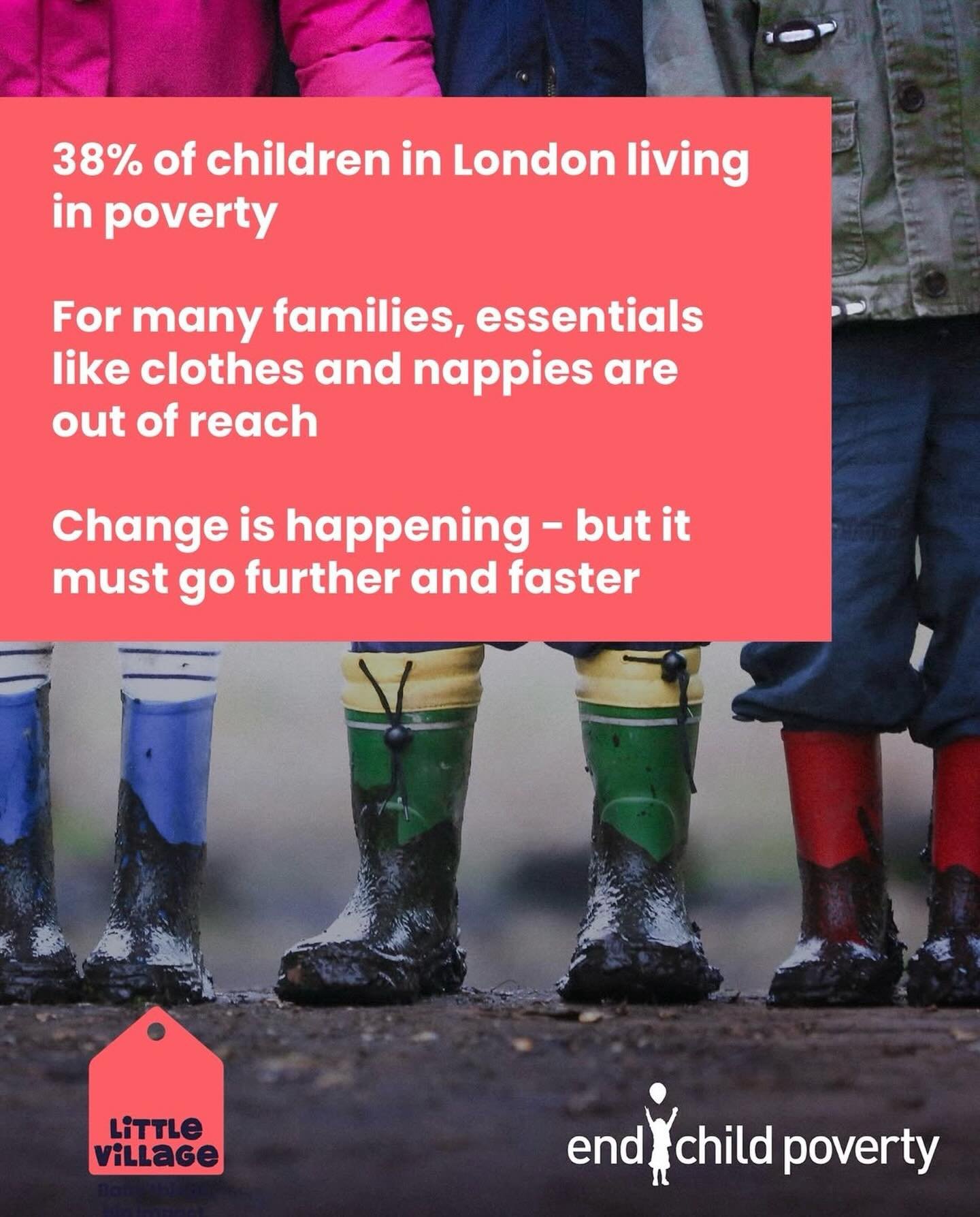Newly released DWP figures indicate roughly 4 million children in the UK are living in poverty. In London, that&rsquo;s 38% of children. (Full link to the research in our bio. 🧐) We are proud to support the work of @littlevillagehq who provide  many