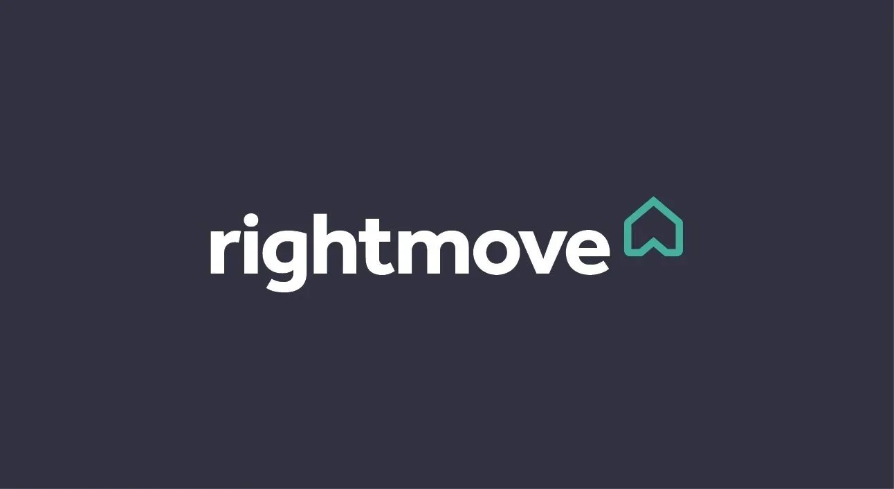 Rightmove logo with the company name in lowercase letters and a house outline icon to the right, on a dark background.