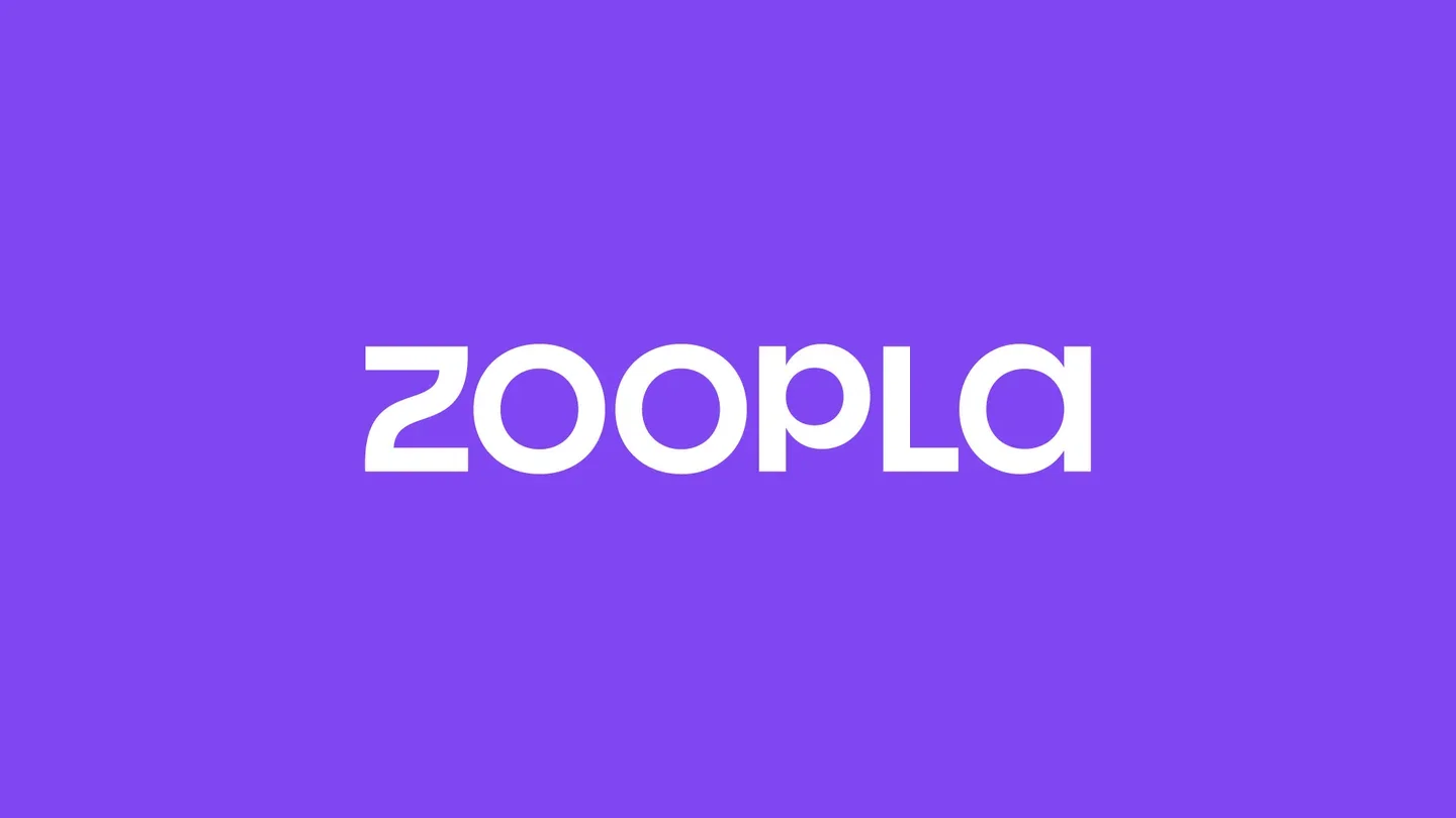 Zoopla logo on a purple gradient background.